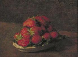 Henri Fantin-Latour Aardbeien in een aardewerk schoteltje